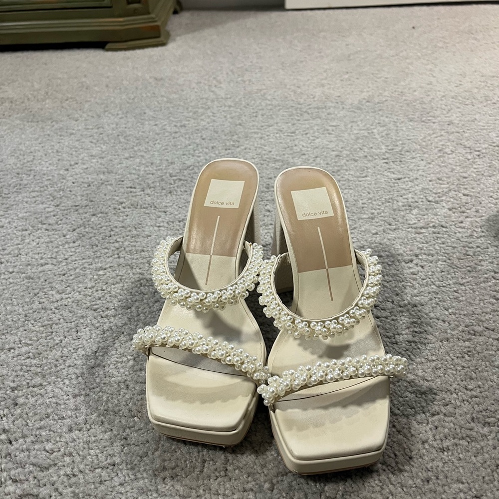 Dolce Vita Cream Square Toe Mules